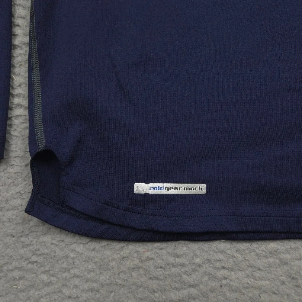 Under Armour ColdGear Fitted Mock Neck Base Layer Shirt Mens Large Navy